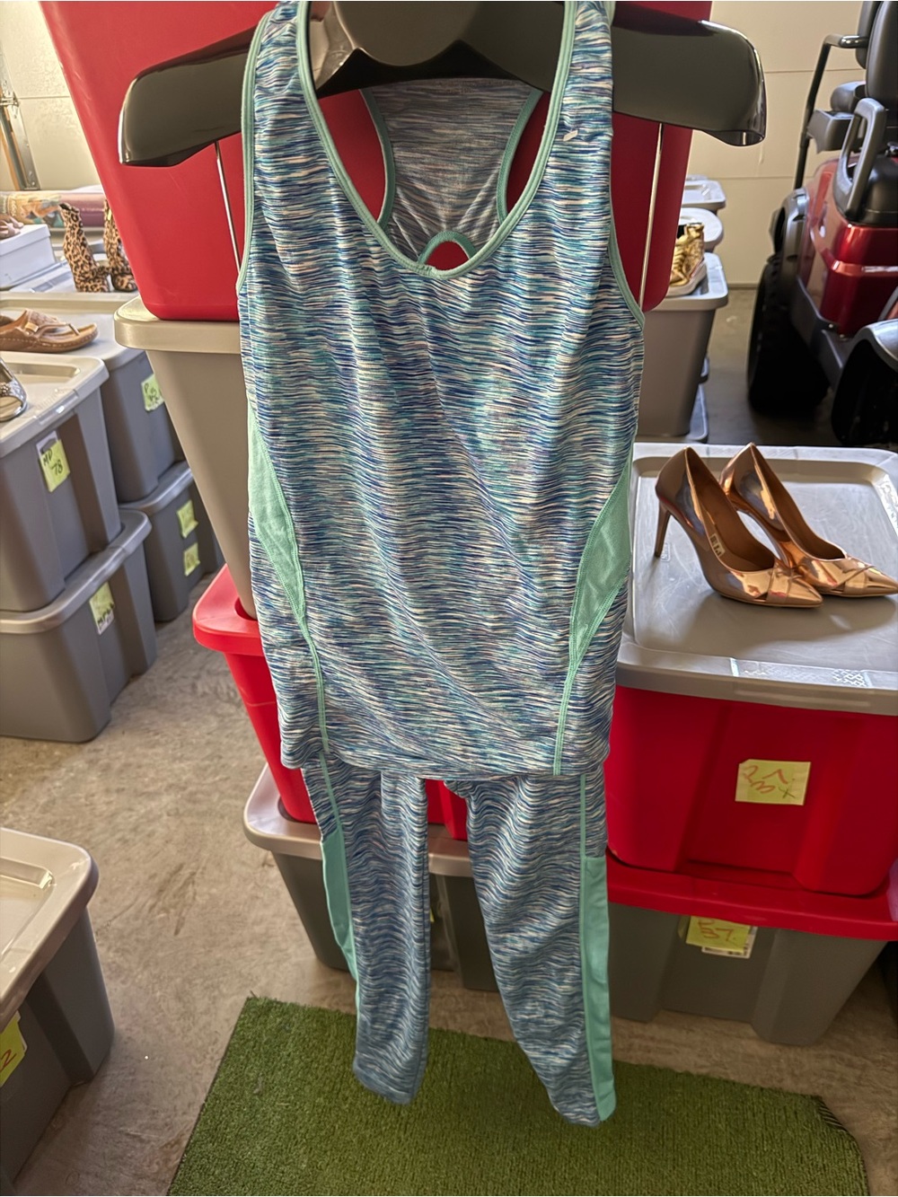 Women’s Light Blue Space-Dye Tank & Legging Set - Activewear p26